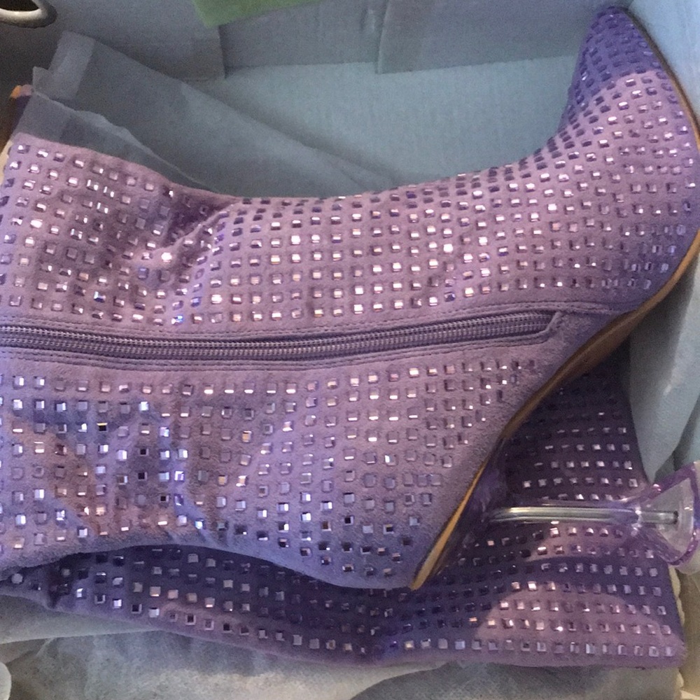 Purple Studded Ankle Boots
